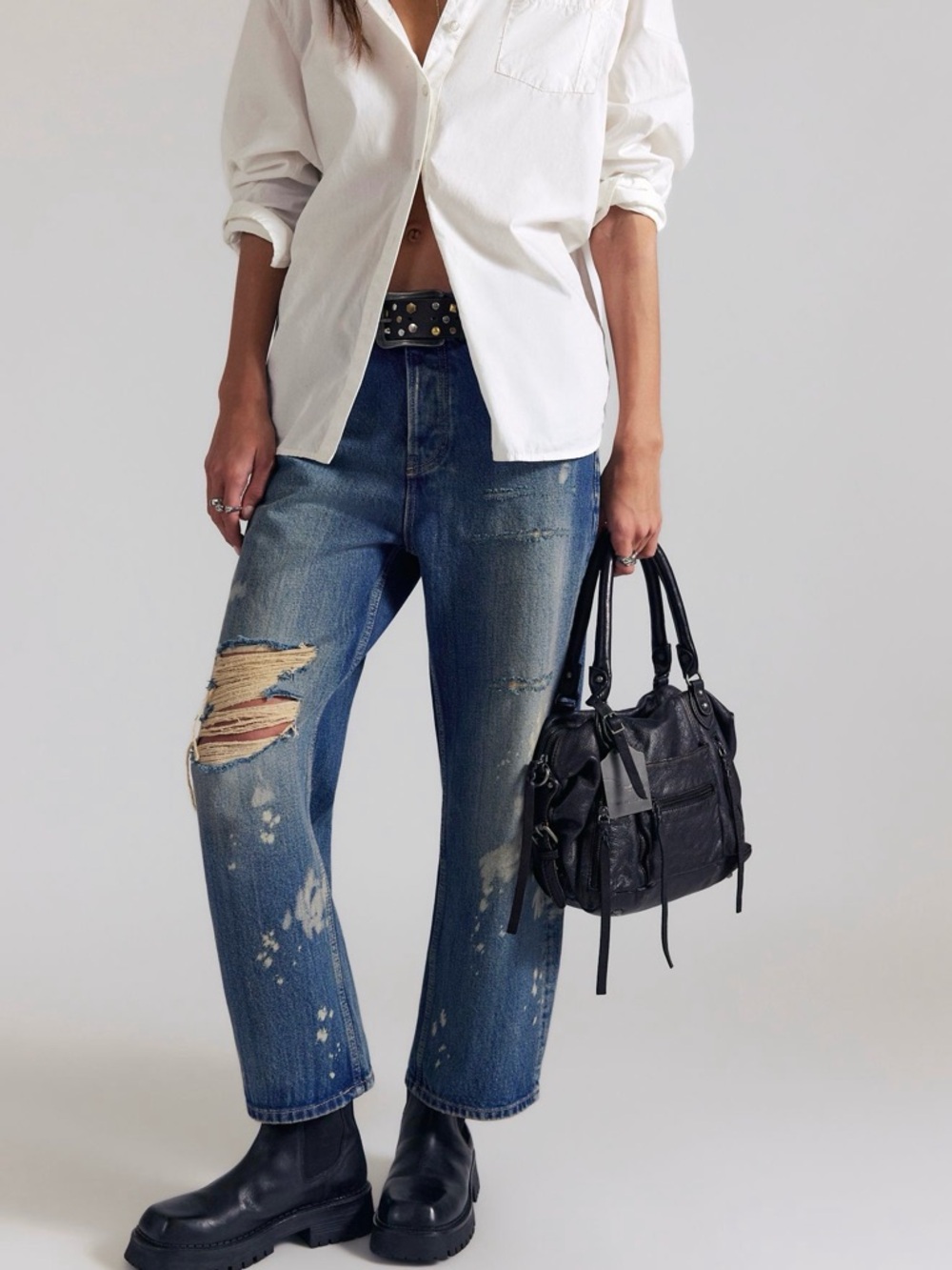 Free People We The Free Deep Trance Dropped Boyfriend Jeans NWOT